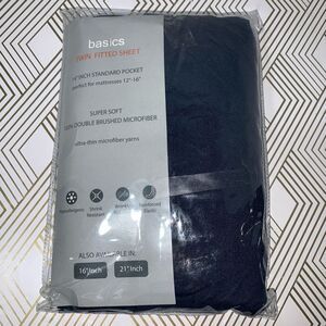 Basics Twin Size Fitted Sheet Super Soft Double Brushed Microfiber Blue‎ New